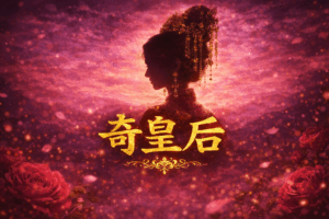 奇皇后 あらすじ・相関図・キャストまとめ記事用のイメージ画像。黄金のタイトル文字と皇后の横顔